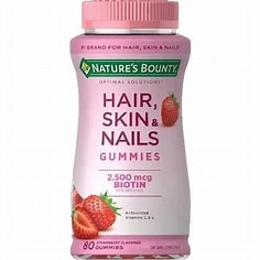 HAIR, SKIN & NAILS 2500 mcg BIOTIN GUMMIES X 80 -NATURE´S BOUNTY